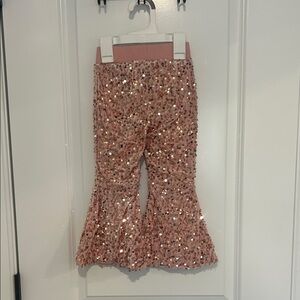 Glittery Pink Kids Flared Pants